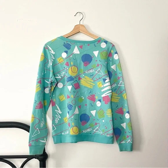 Fifth Sun Colorful Geometric Abstract Art 90s Inspired Retro Print Sweatshirt - Picture 2 of 11